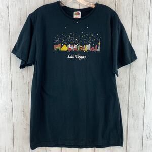 VTG 90's Puffy Paint Black Las Vegas Strip Skyline Casino Shirt Tee Size Large
